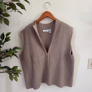 Vintage All American Comfort Light Brown Knit Cozy Vest Women’s Size Large